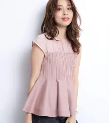 새상품 저스길리티 프렌치 블라우스 레이어드 니트 핑크