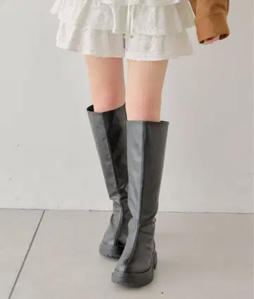 [ Chico ] 통굽 트랙 밑창 롱 부츠