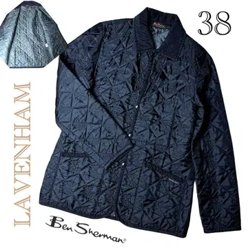 새상품급 라벤햄 퀼팅 자켓 콜라보 자수 올 패턴 블랙 38