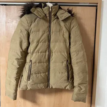 ZARA 다운 자켓 후드 부착 S 카키