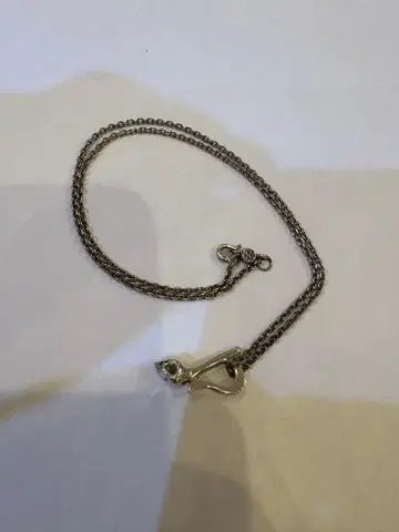 스컬 해골 음표 RG 펜던트 탑 체인 세트 실버