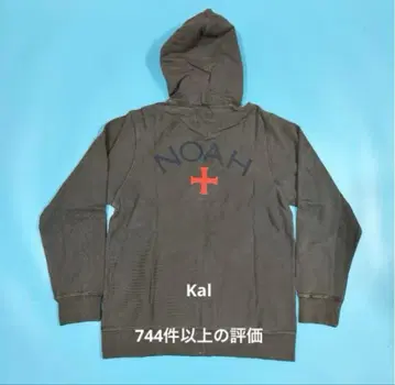 NOAH 지퍼 후드티 그레이 후드 부착 프린트 그레이