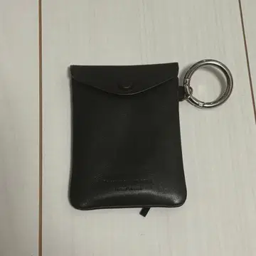 블랙 가죽 코인 케이스 지퍼 포함