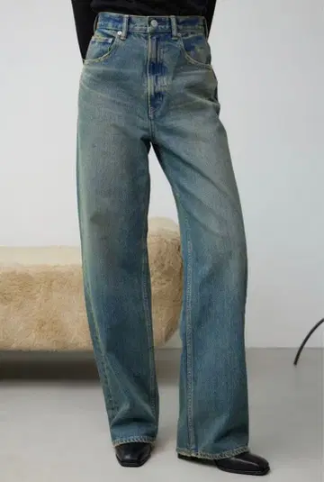 하이웨스트 와이드 데님 L