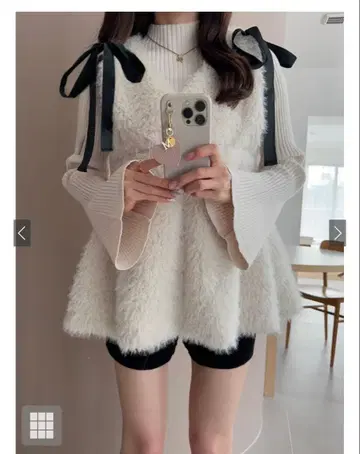 GRL 그레일 리본 퍼 튜닉