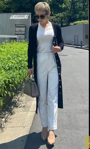 JENNE 펄 버튼 롱 리브 니트 가디건 S 새상품