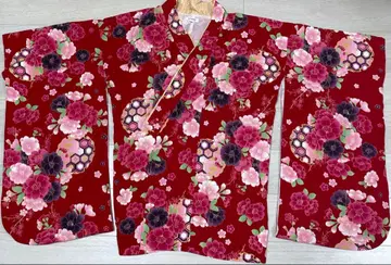 꽃무늬 하카마 네이비 컬러 스커트 금 오비 세트