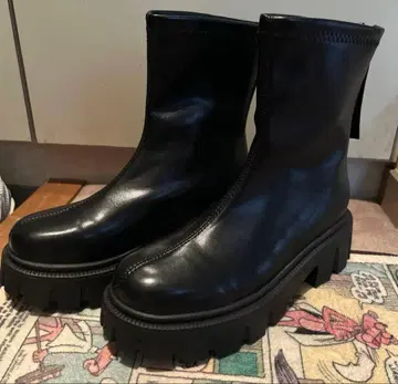 happy john L 사이즈 블랙 사이드 고어 부츠 통굽