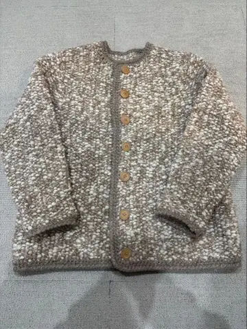 핸드 니트 가디건 베이지 화이트 빈티지