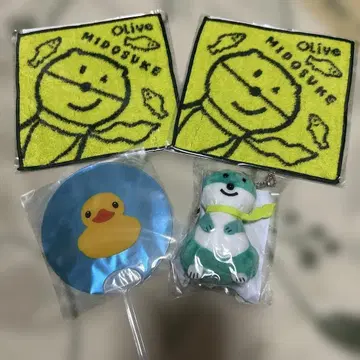 미도스케 봉제 인형 타월 오리 미니 부채