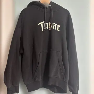 Tupac 후드 부착 후드티 블랙