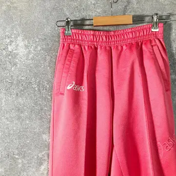 asics 조거 팬츠 핑크 저리 허리밴딩 로고 자수