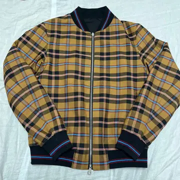 던힐 리버서블 블루종 체크 무늬 블랙 봄버 자켓