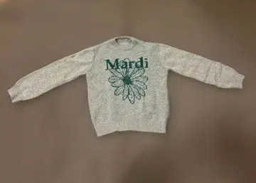 Mardi 플라워 프린트 니트 스웨터 긴팔 그레이