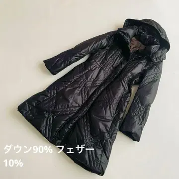 새상품급 다운 코트 롱 후드 퀼팅 9호 M 스텐칼라