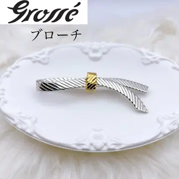 [ Grosse ] 그로세 골드 x 실버 리본풍 브로치 엘레강트