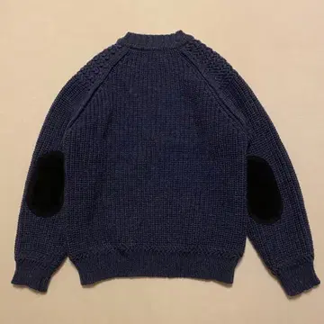 J.J. Mercer 케이블 니트 스웨터 엘보 패치 가죽 절개