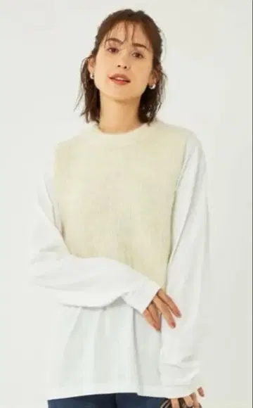 [ 그린 라벨 릴랙싱 ] 알파카 믹스 샤기 니트 베스트