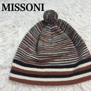 MISSONI 미쏘니 보더 폼폼 니트 모자 모자 멋스러운 울
