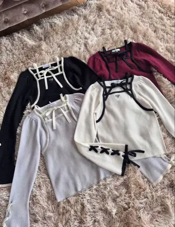 evelyn 소매 레이스업 니트