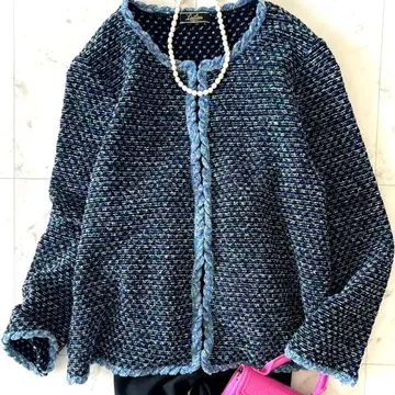 새상품급 레리안 빅 사이즈 13+ 울 트위드 니트 가디건