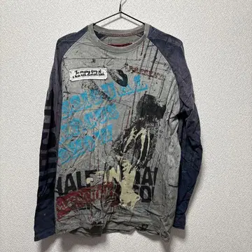 Desigual 긴팔 티셔츠 그레이/네이비 래글런