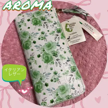 AROMA 플라워 프린트 장지갑 그린