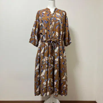 서브 스트리트 롱 원피스 꽃무늬 루즈핏 브라운 면 100% 가을 겨울