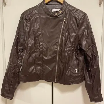 새상품 브라운 가죽 숏 자켓