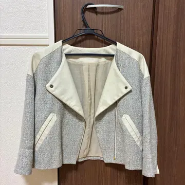 이에나 IENA 노카라 자켓 배색 크롭 숏 기장