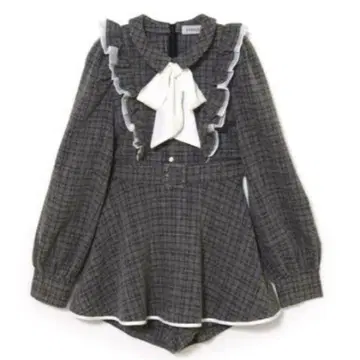 bubbles 프릴 페플럼 체크 셋업