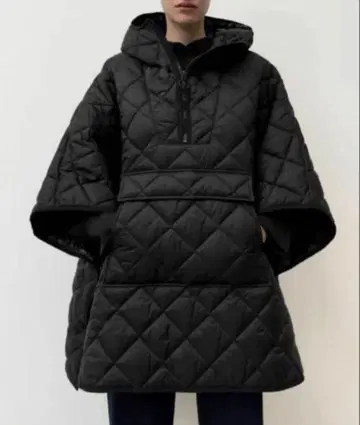 ZARA 퀼팅 판초 블랙