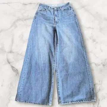 현행 아르페쥬 스토리 와이드 데님 팬츠 로우웨스트 와이드 팬츠