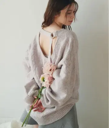 [ 미사용 새상품 ] fupel 백 오픈 2way 믹스 케이블 니트 F