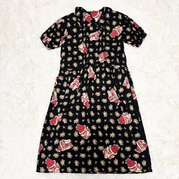 [ 새상품급 ] 핑크하우스 롱 원피스 산타 패턴 반팔