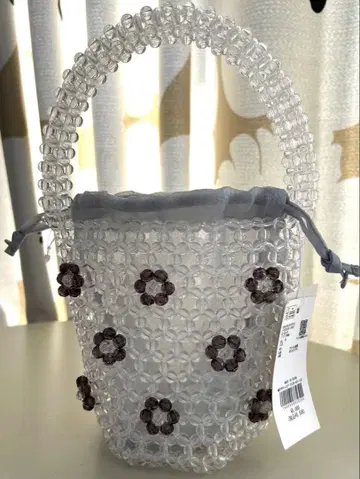 꽃무늬 클리어 핸드백