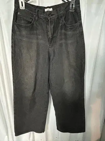 블랙 와이드 레그 데님 팬츠