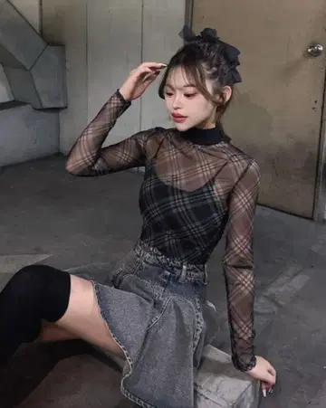 darich 체크 패턴 시어 탑