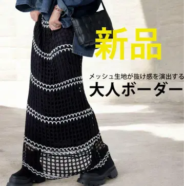 [ 새상품 ] antiqua 안티카 메쉬 니트 스커트