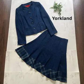 새상품급 Yorkland 트위드 체크 셋업 사이즈 9/11 스커트