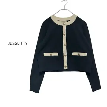 JUSGLITTY 배색 자켓 라이크 가디건 블랙 베이지 2