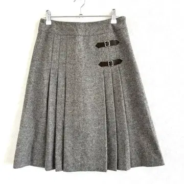 마리끌레르 포럼 플리츠 스커트 플레어 스커트 무릎 기장 그레이 M