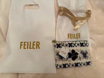 [ 미사용 새상품 ] FEILER 꽃무늬 파우치 화이트 네이비
