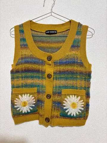 MARY QUANT 자수 니트 베스트 멀티 컬러 마리콴트 38