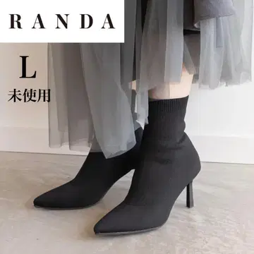 미사용 RANDA 스트레치 플레이트 힐 삭스 부츠 블랙 24.5 L