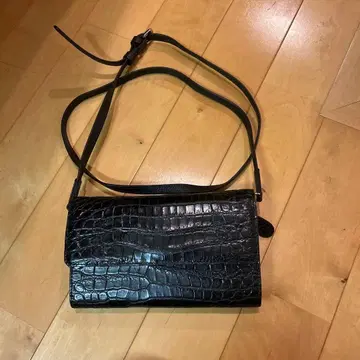 블랙 크로커다일 (정품) 여성용 지갑 숄더백