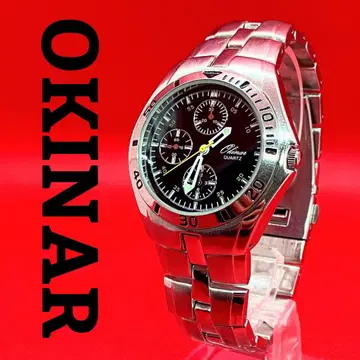 OKINAR 오키나르 손목시계 쿼츠 블랙 실버 새 배터리 작동품