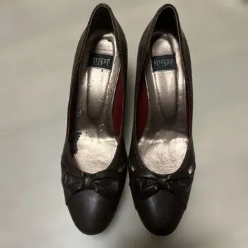 히미코 펌프스 24.5cm 브라운 리본 모티브 하이힐