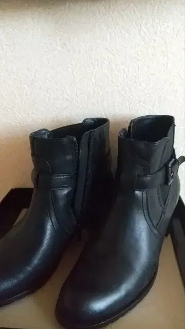 여성용 부츠 천연 가죽 블랙 사이즈 38 지퍼 포함