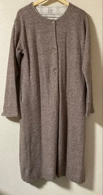 tsuharu 사만사 모스모스 레이스 부착 카멜 혼방 니트 코트 used